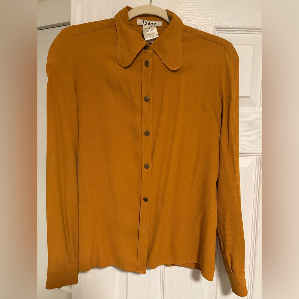 Chloé Mustard Button-Up Blouse